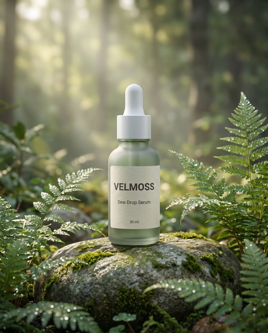 VELMOSS Dew Drop Serum: forest scene